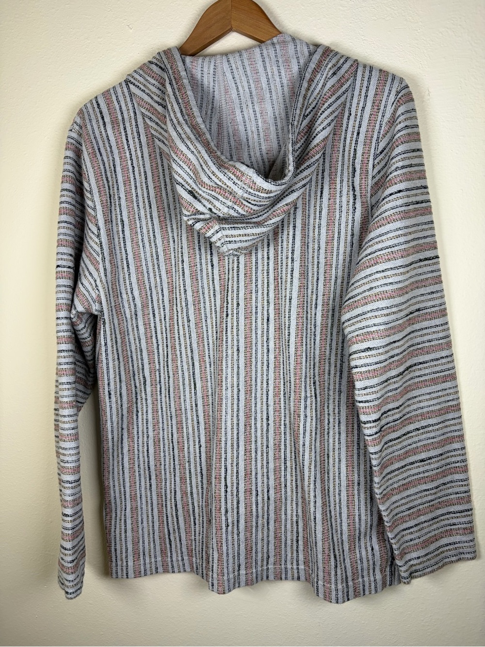 Lucky Brand Baja Striped Pullover Hoodie Men’s Medium Gray Cotton Blend - Picture 10 of 11